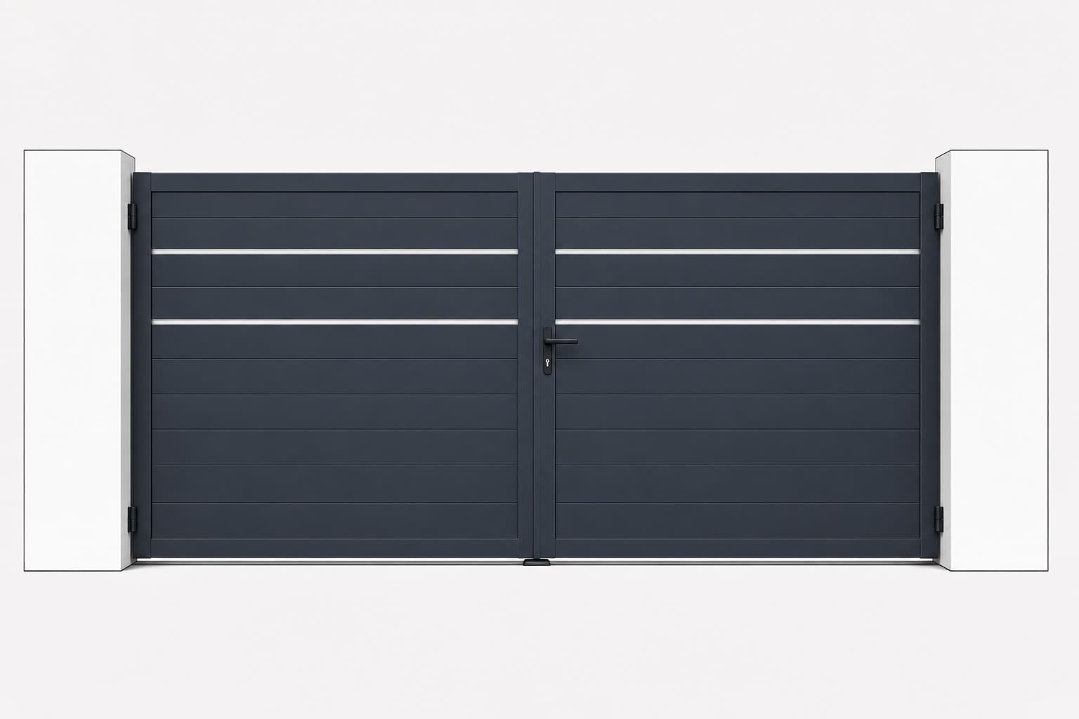 PORTÃO 200 HORIZONTAL COM 2 LISTAS INOX EM CIMA